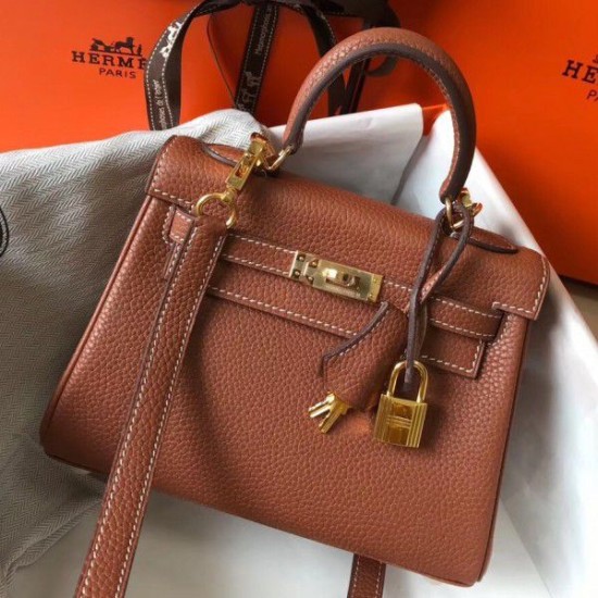 Replica Hermes Mini Kelly 20cm Bag Brown
