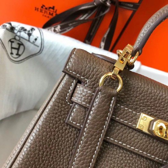 Replica Hermes Mini Kelly 20cm Bag Taupe