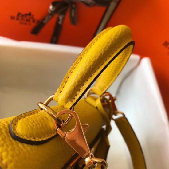 Replica Hermes Mini Kelly 20cm Bag Yellow