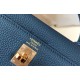 Replica Hermes Kelly 25cm Sellier Bag Clemence Leather Blue