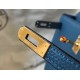 Replica Hermes Kelly 25cm Sellier Bag Clemence Leather Blue
