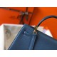 Replica Hermes Kelly 25cm Sellier Bag Clemence Leather Blue