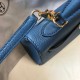Replica Hermes Kelly 25cm Sellier Bag Clemence Leather Blue