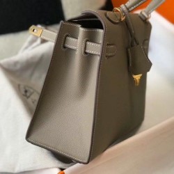 Replica Hermes Kelly 25cm Sellier Bag Epsom Leather Gris