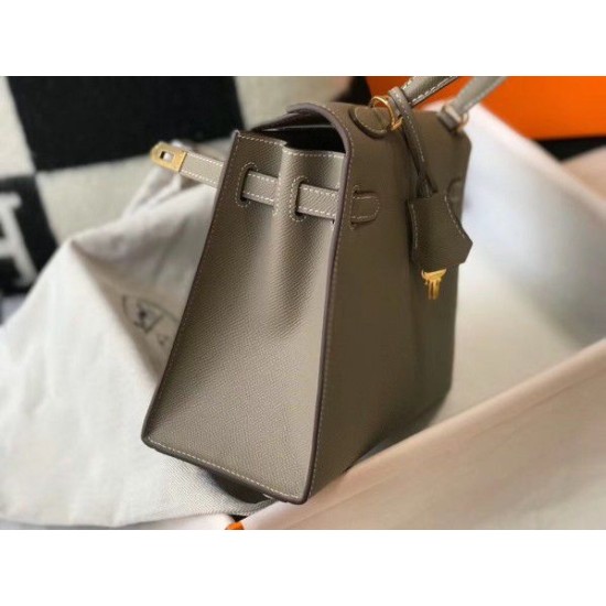 Replica Hermes Kelly 25cm Sellier Bag Epsom Leather Gris