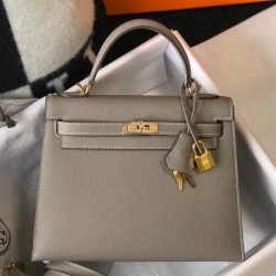 Replica Hermes Kelly 25cm Sellier Bag Epsom Leather Gris