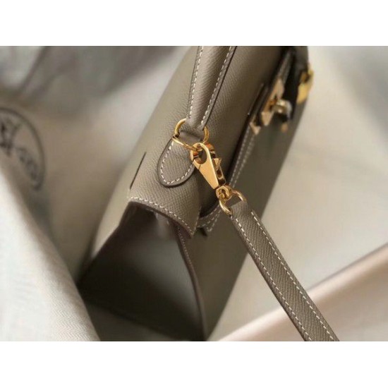 Replica Hermes Kelly 25cm Sellier Bag Epsom Leather Gris