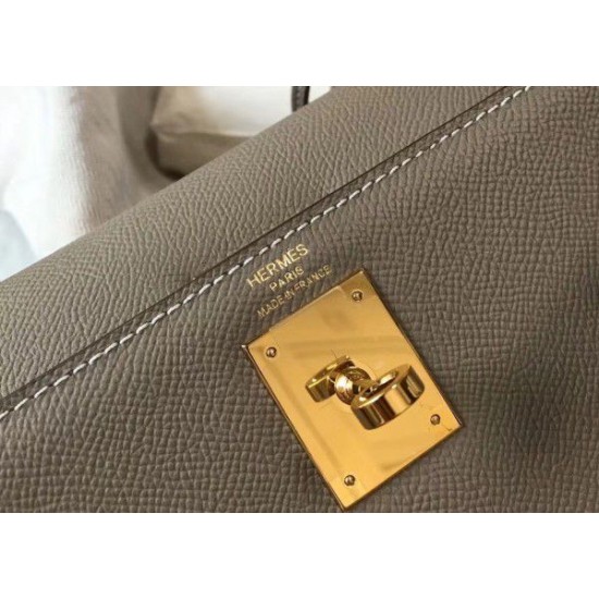 Replica Hermes Kelly 25cm Sellier Bag Epsom Leather Gris