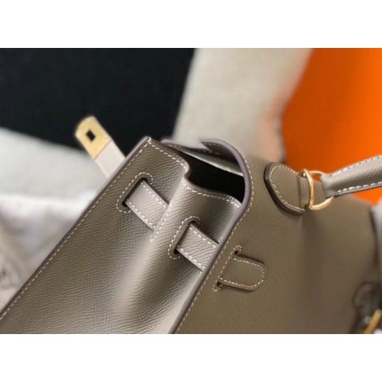 Replica Hermes Kelly 25cm Sellier Bag Epsom Leather Gris