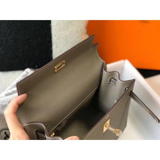 Replica Hermes Kelly 25cm Sellier Bag Epsom Leather Gris