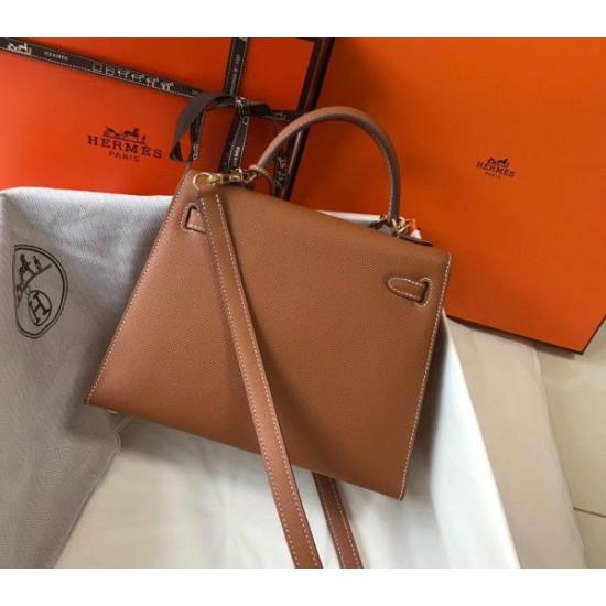 Replica Hermes Kelly 25cm Sellier Bag Epsom Leather Brown