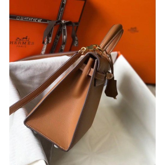Replica Hermes Kelly 25cm Sellier Bag Epsom Leather Brown