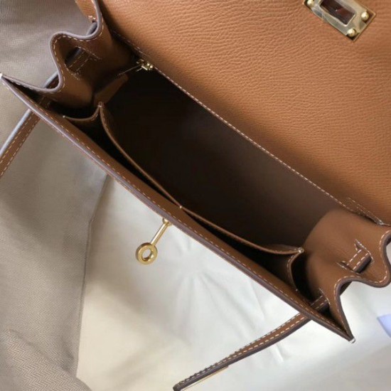 Replica Hermes Kelly 25cm Sellier Bag Epsom Leather Brown