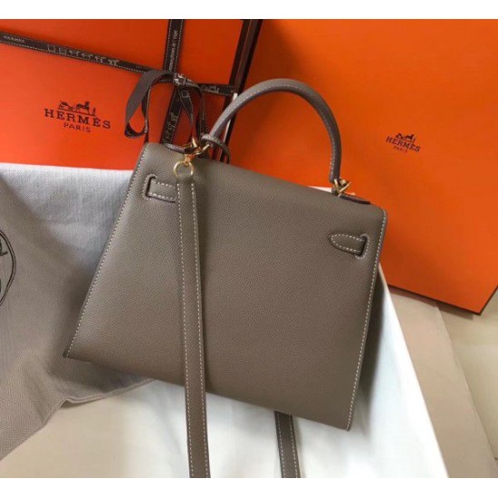 Replica Hermes Kelly 25cm Sellier Bag Epsom Leather Taupe