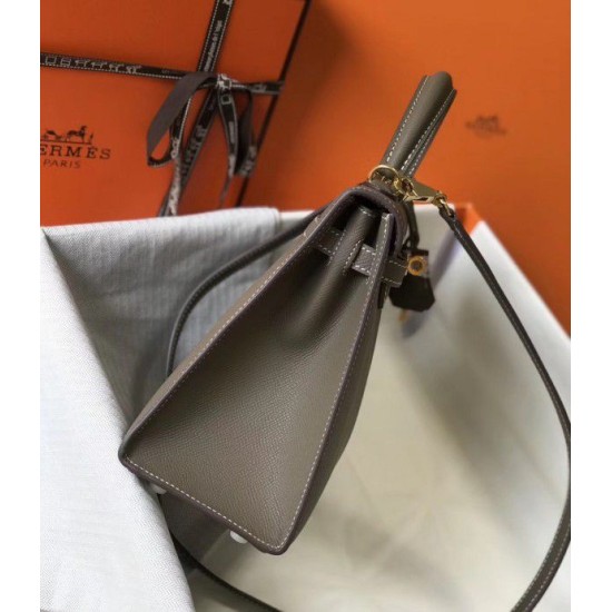 Replica Hermes Kelly 25cm Sellier Bag Epsom Leather Taupe