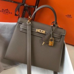 Replica Hermes Kelly 25cm Sellier Bag Epsom Leather Taupe