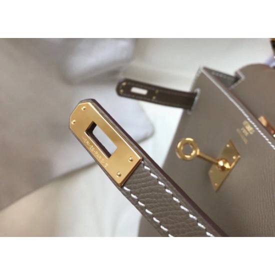 Replica Hermes Kelly 25cm Sellier Bag Epsom Leather Taupe