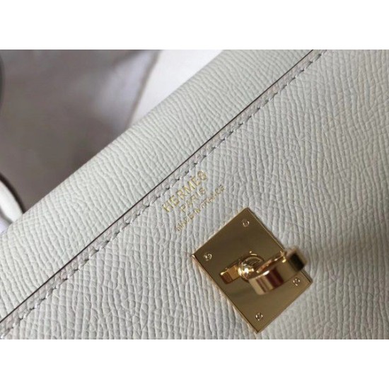 Replica Hermes Kelly 25cm Sellier Bag Epsom Leather White