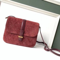 Replica YSL Saint Laurent Monogram All Over Small Satchel In Bordeaux Suede