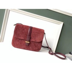 Replica YSL Saint Laurent Monogram All Over Small Satchel In Bordeaux Suede