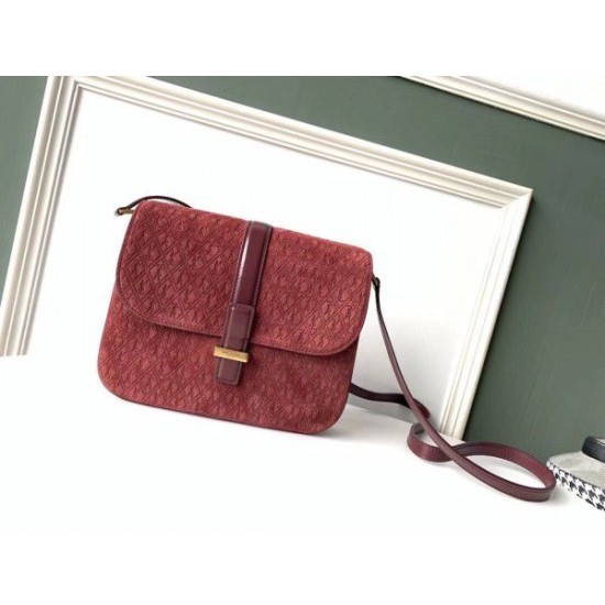 Replica YSL Saint Laurent Monogram All Over Small Satchel In Bordeaux Suede