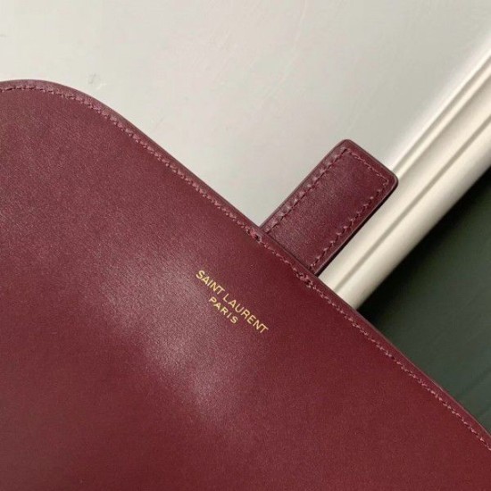 Replica YSL Saint Laurent Monogram All Over Small Satchel In Bordeaux Suede