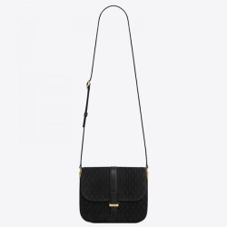 Replica YSL Saint Laurent Monogram All Over Small Satchel Suede Black