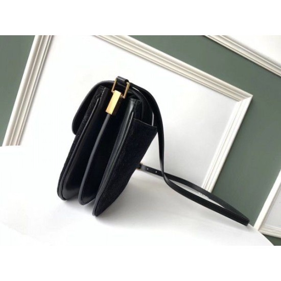 Replica YSL Saint Laurent Monogram All Over Small Satchel Suede Black