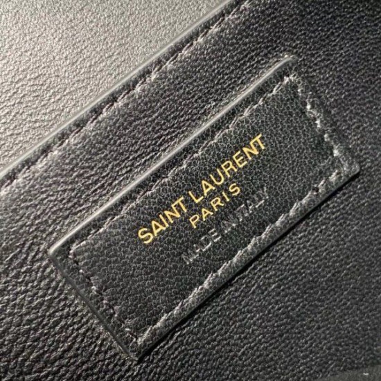 Replica YSL Saint Laurent Monogram All Over Small Satchel Suede Black