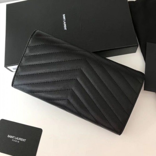 Fake YSL Saint Laurent Large Monogram Flap Wallet Black Replica