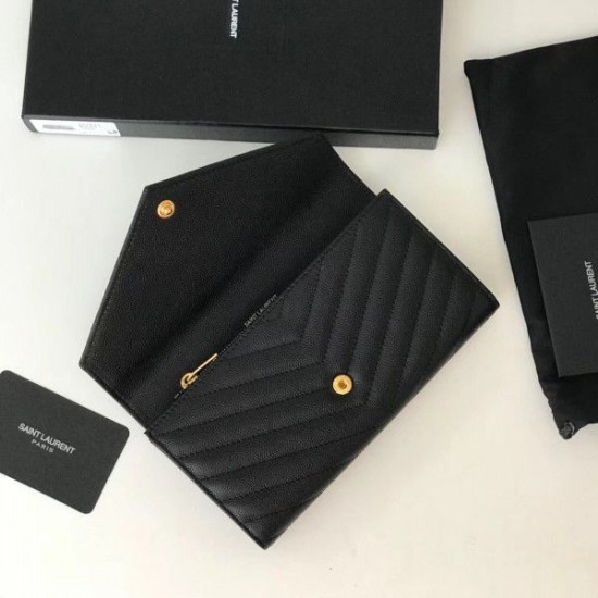 Fake YSL Saint Laurent Large Monogram Flap Wallet Black Replica
