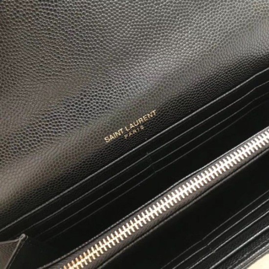 Fake YSL Saint Laurent Large Monogram Flap Wallet Black Replica
