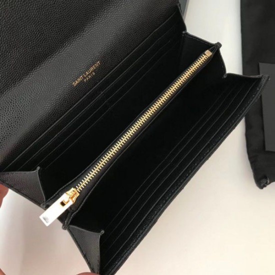 Fake YSL Saint Laurent Large Monogram Flap Wallet Black Replica