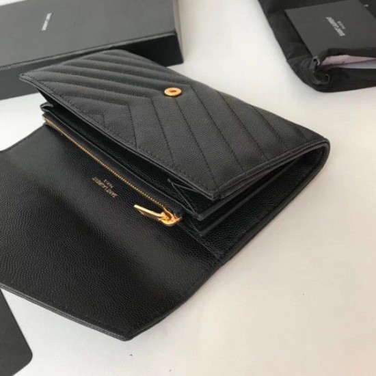 Fake YSL Saint Laurent Large Monogram Flap Wallet Black Replica