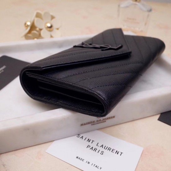 Replica YSL Saint Laurent Large Monogram Flap All Black