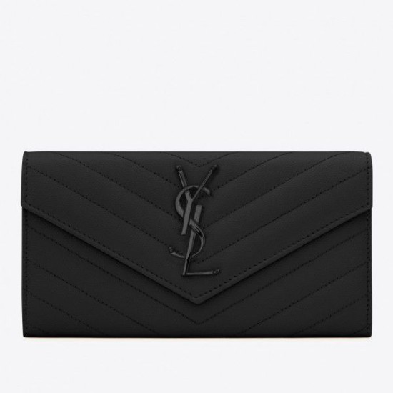 Replica YSL Saint Laurent Large Monogram Flap All Black