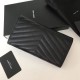 Fake YSL Saint Laurent Large Monogram Flap Wallet Black Silver Replica