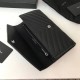 Fake YSL Saint Laurent Large Monogram Flap Wallet Black Silver Replica