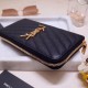 Replica YSL Saint Laurent Monogram Zip Around Wallet Black