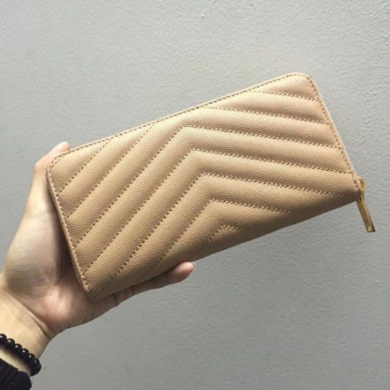 Replica YSL Saint Laurent Monogram Zip Around Wallet Powder