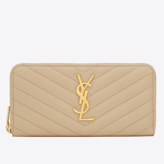 Replica YSL Saint Laurent Monogram Zip Around Wallet Powder