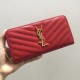Fake YSL Saint Laurent Monogram Zip Around Wallet Red Replica