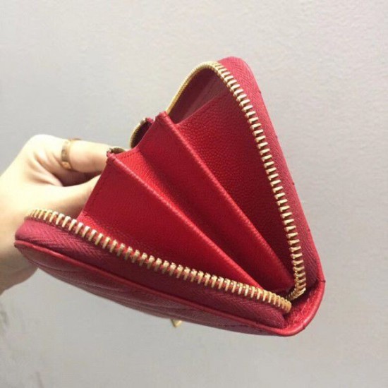 Fake YSL Saint Laurent Monogram Zip Around Wallet Red Replica