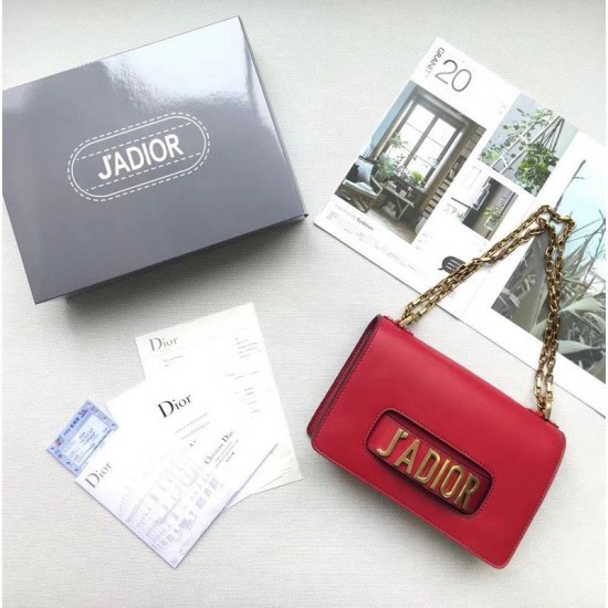Replica Dior J'ADIOR Flap Bag With Chain In Calfskin M9000 Red