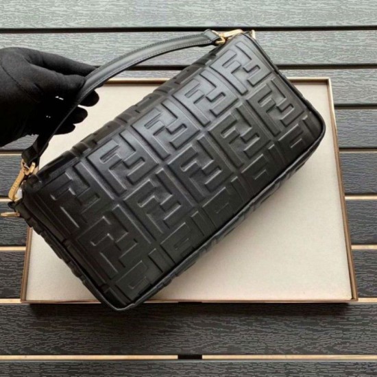 Fake large FF logo Baguette Bag Black Replica