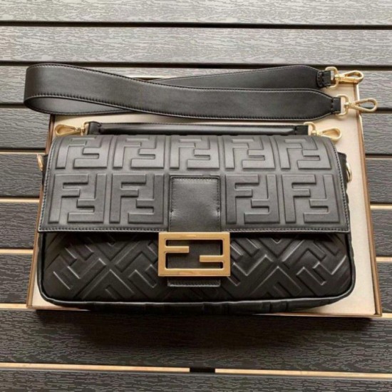 Fake large FF logo Baguette Bag Black Replica