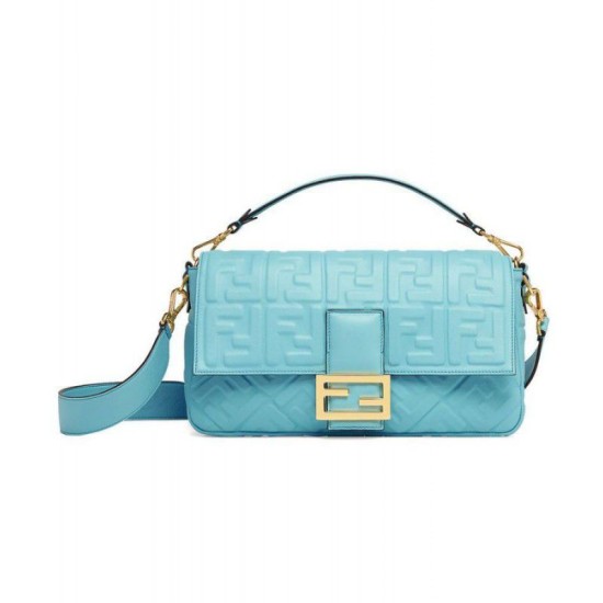 Fake large FF logo Baguette Bag Blue Replica