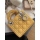 Fake Christian Dior Quilted Patent Leather Micro Lady Dior Bag Yellow Replica