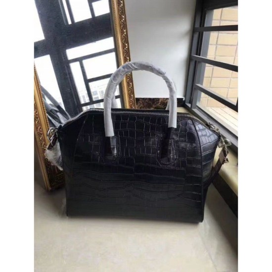 Replica Givenchy Antigona Tote Bag Crocodile leather Black