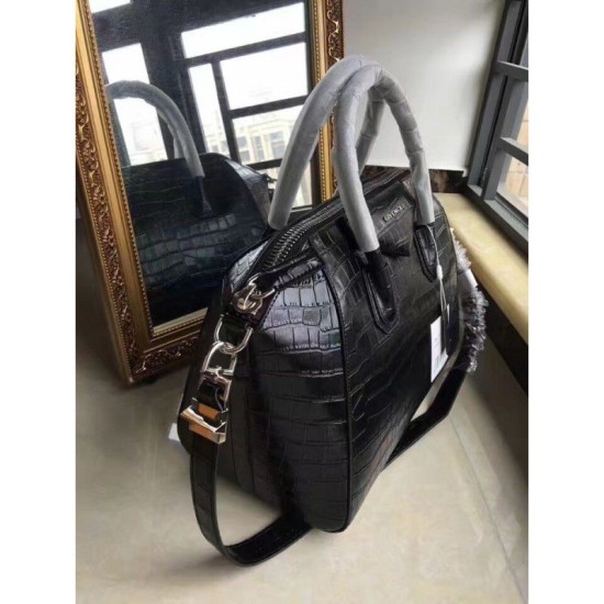 Replica Givenchy Antigona Tote Bag Crocodile leather Black